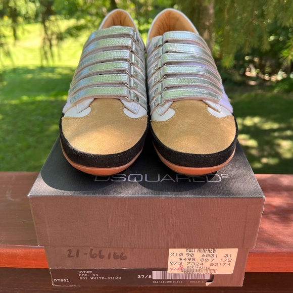 Limited Edition DSquared2 Women’s Leather White/Beige/Silver Sneakers Size 7&7.5 - Picture 5 of 10